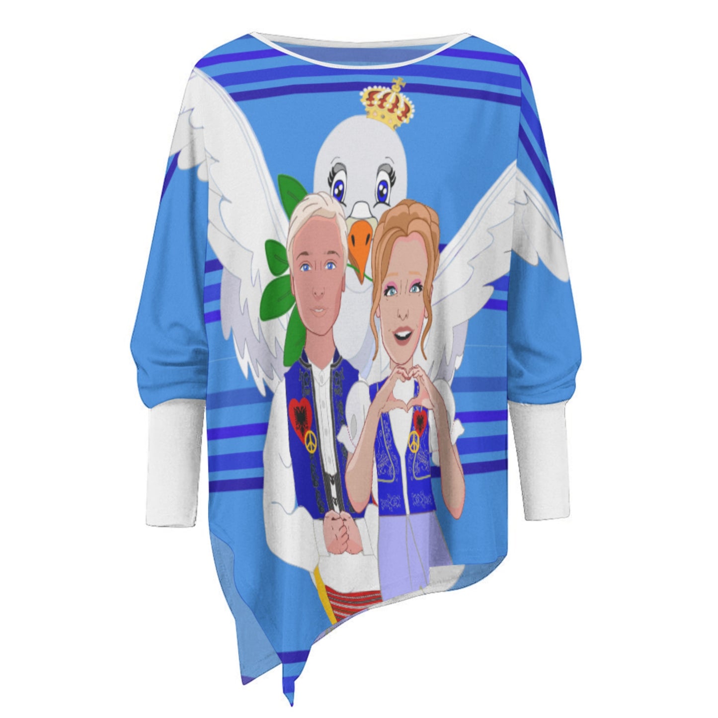 Pullover Long Sleeve T-shirt GLOBAL FREEDOM UNITED© Couple Albania Deep Blue