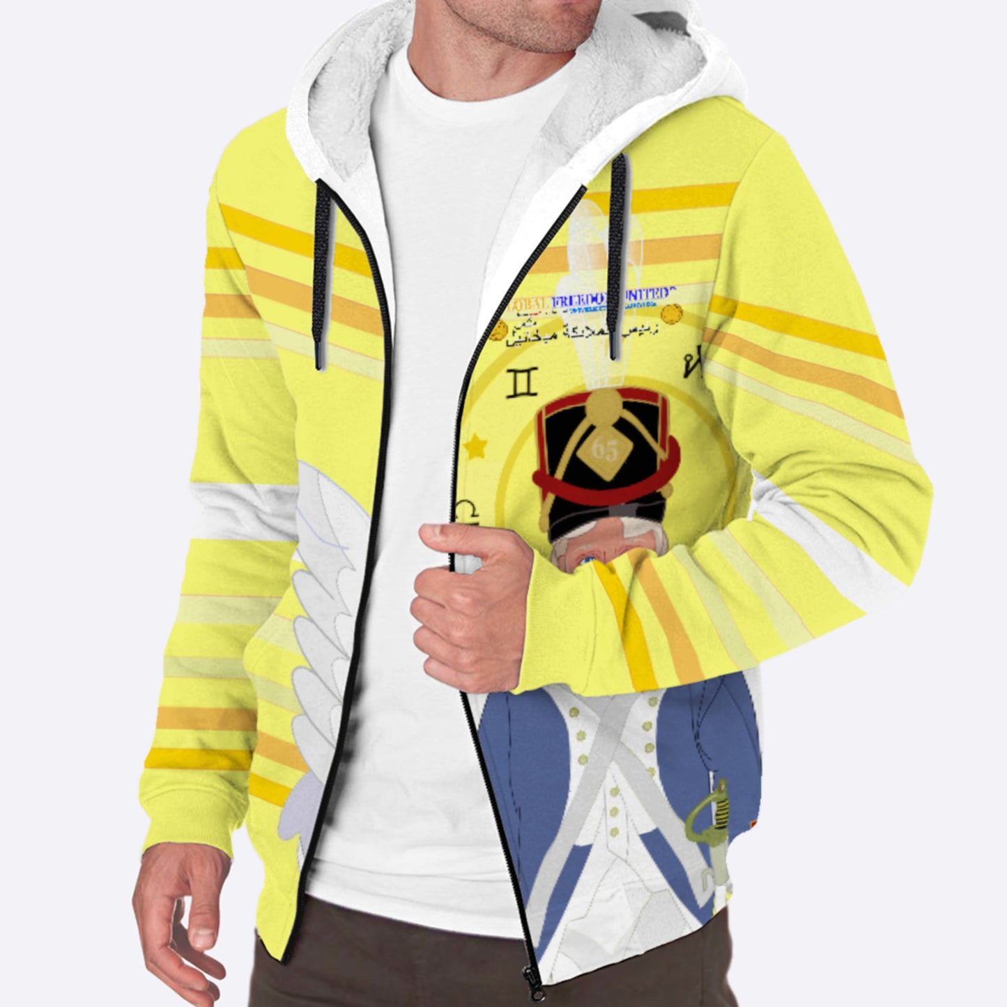 Plush Hoodie Global Freedom United Archangel Michael Arabic V3 Yellow