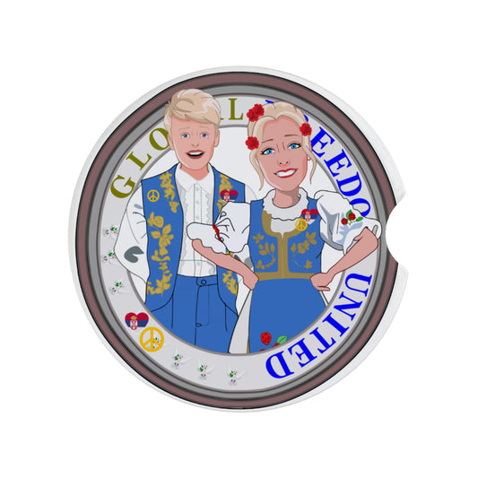 Ceramic Car Coaster Global Freedom  United Couple Edition Serbia Blue
