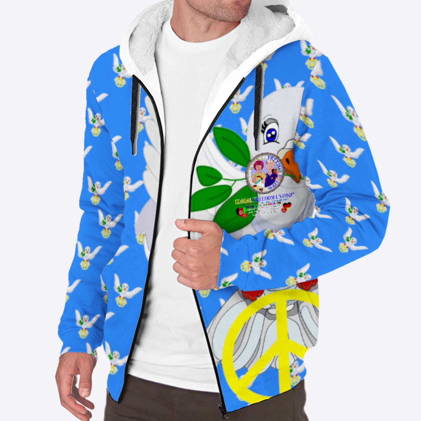 Plush Hoodie GLOBAL FREEDOM UNITED© Afghanistan & Germany Blue