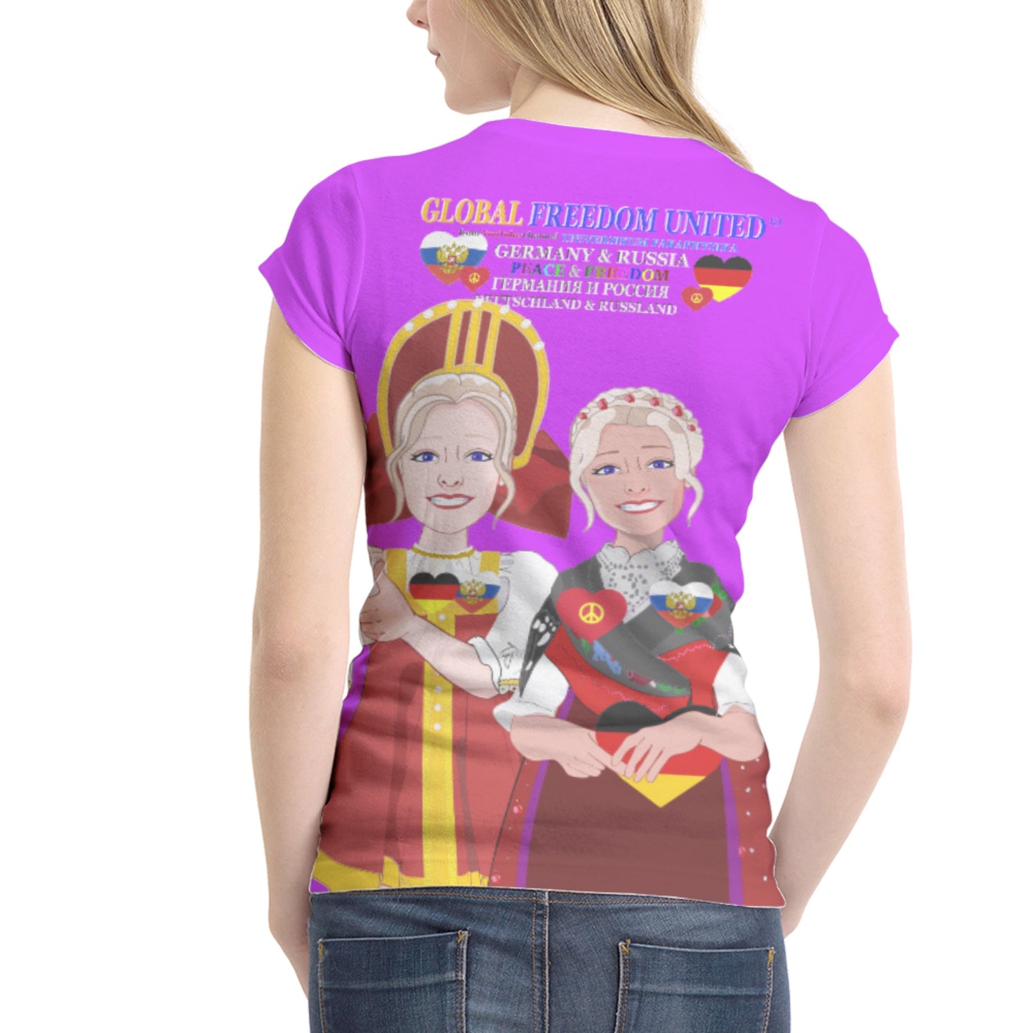 Women´s T-shirt 1 GLOBAL FREEDOM UNITED© Women RUSSIA & GERMANY Lilac