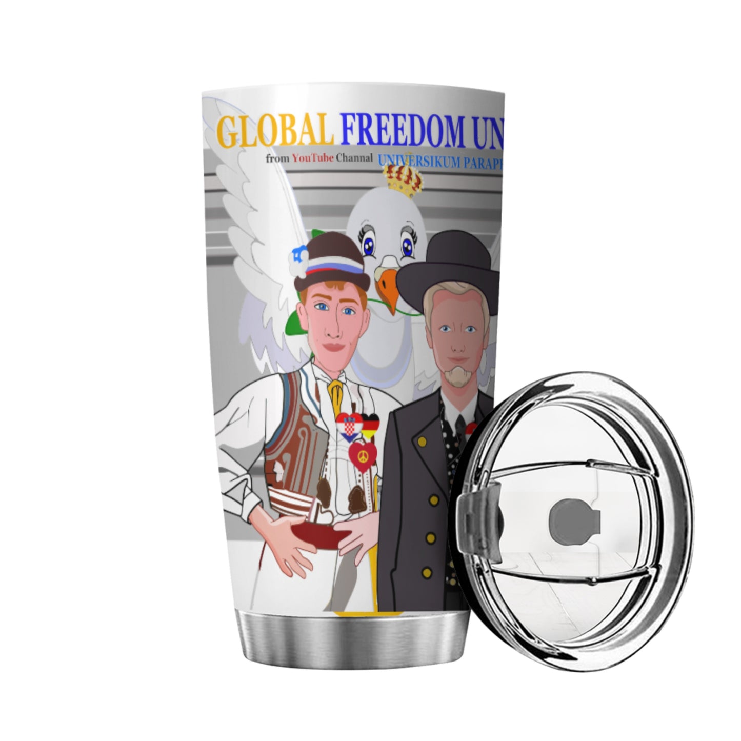 Tumbler GLOBAL FREEDOM UNITED© Men Croatia & Germany Grey