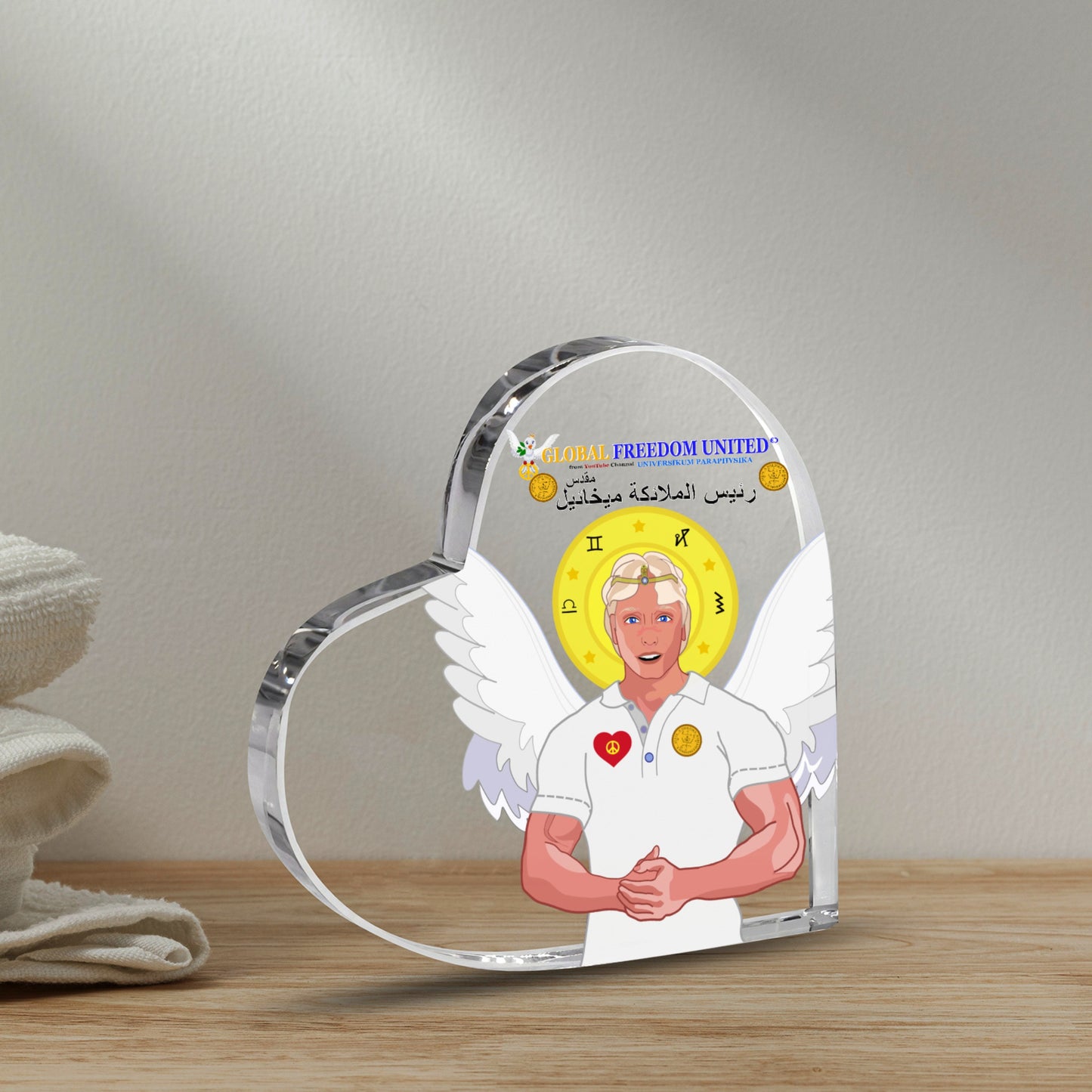 Acryl Heart Global Freedom United Archangel Michael Arabic V2