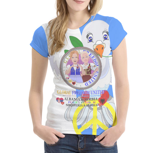 Women´s T-shirt 1 GLOBAL FREEDOM UNITED© Women Albania & Serbia Blue