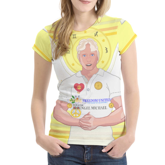 Women´s T-shirt 1 Global Freedom United Archangel Michael No2 German Yellow