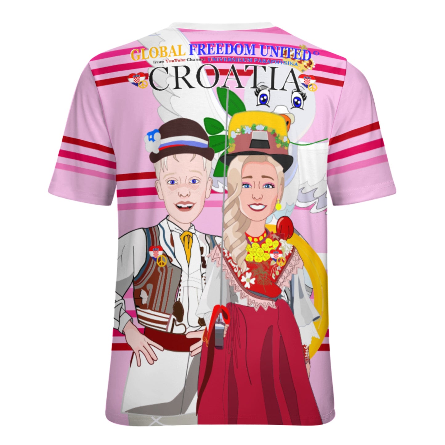 Women´s T-shirt 2 Global Freedom United Couple Edition Croatia  Pink 2