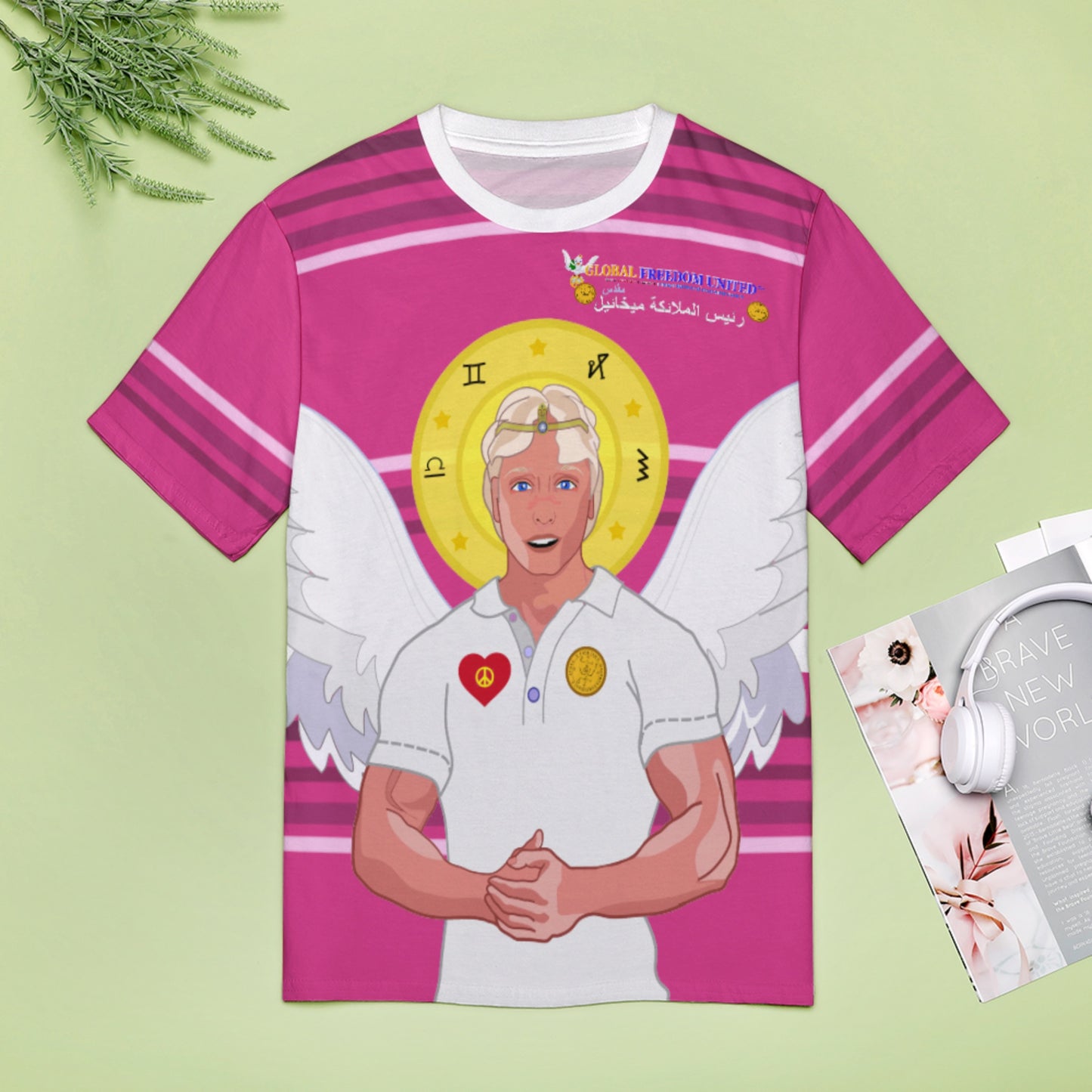 Women´s T-shirt Global Freedom United Archangel Michael Arabic V2 Pink1