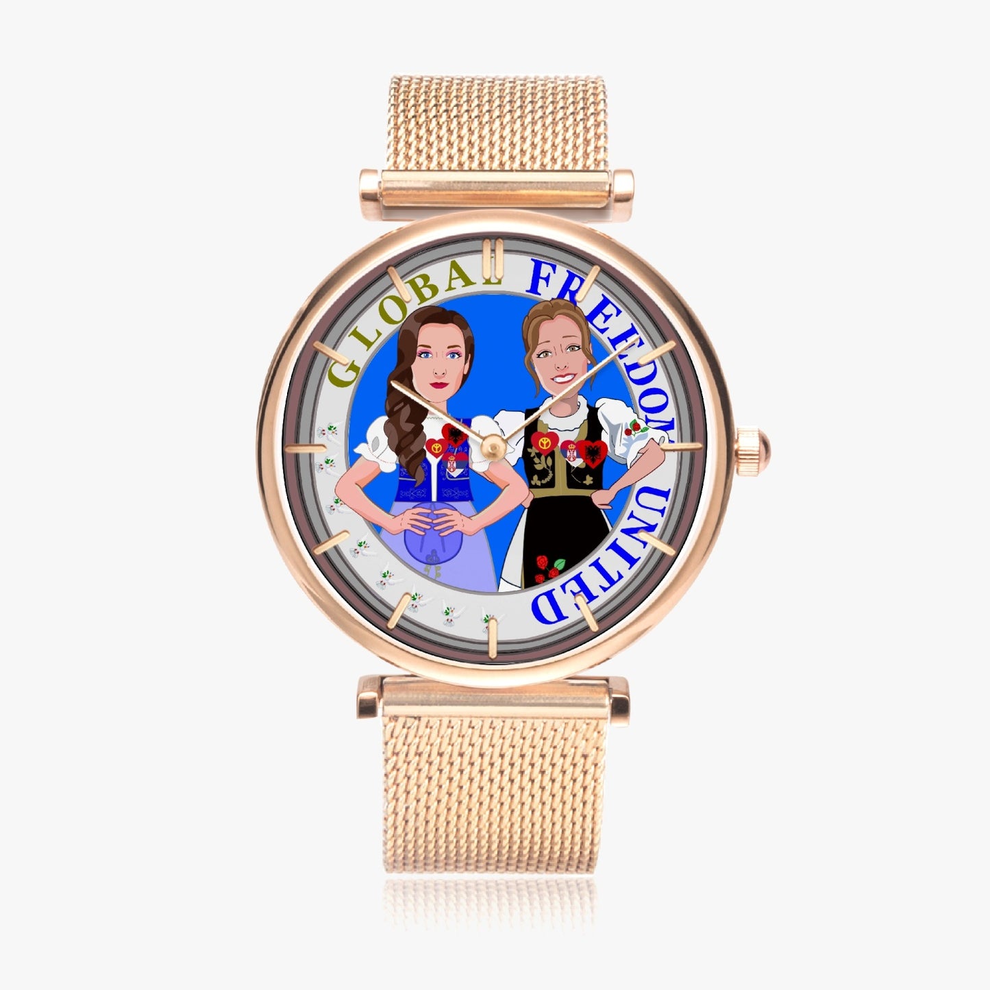 GLOBAL FREEDOM UNITED WOMEN ALBANIA & SERBIA NEW PEACE New Stylish Ultra-Thin Quartz Watch (With Indicators)