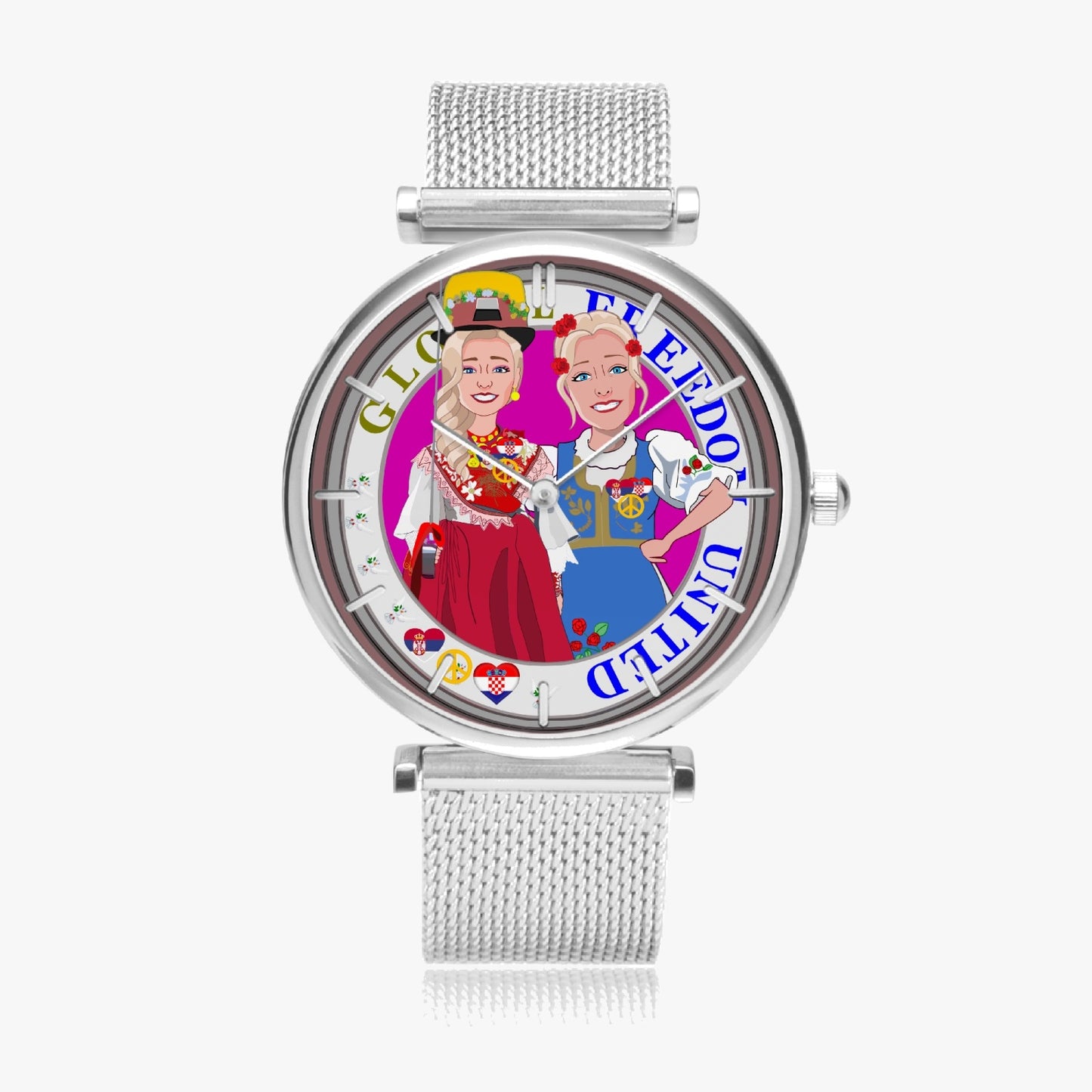 GLOBAL FREEDOM UNITED WOMEN CROATIA & SERBIA OLD PEACE VERSION 2 New Stylish Ultra-Thin Quartz Watch (With Indicators)