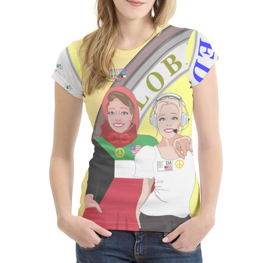 Women´s T-shirt 2 GLOBAL FREEDOM UNITED© Women Kuwait & USA Yellow