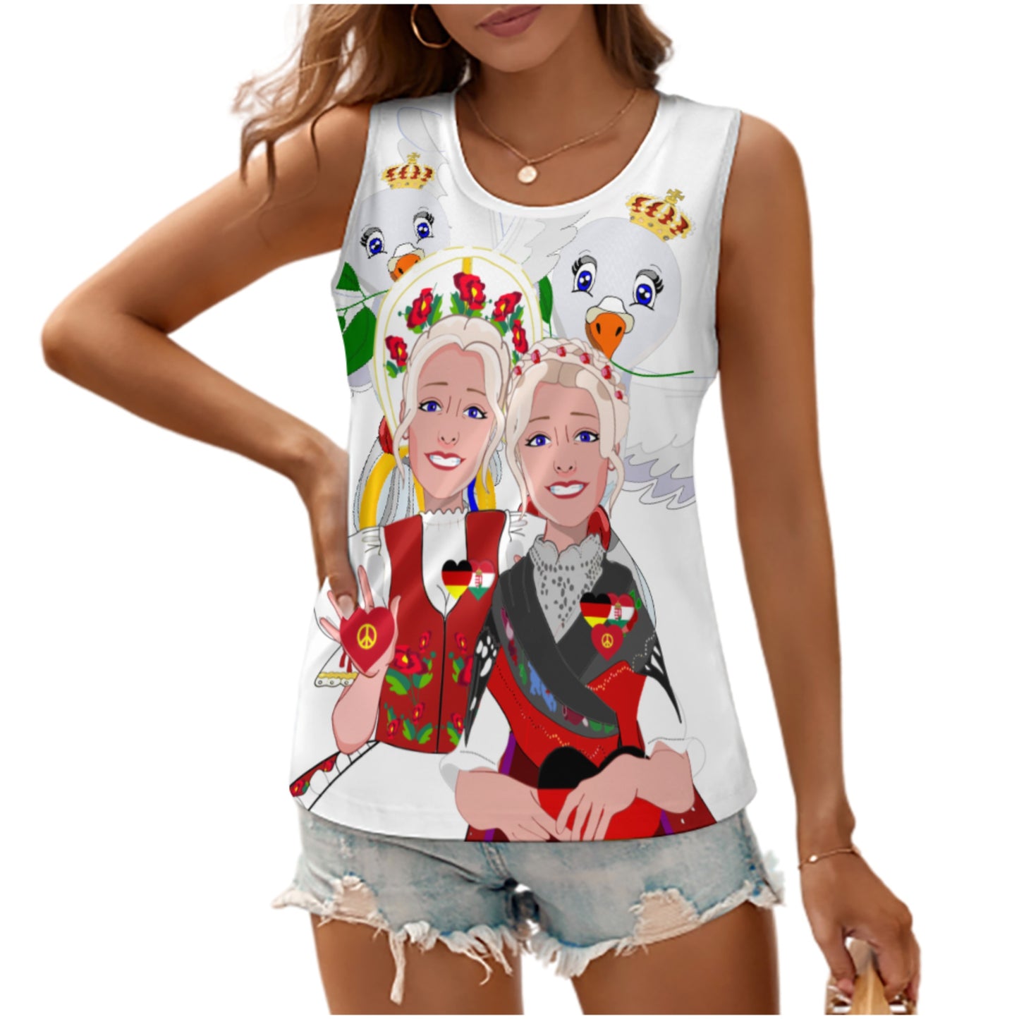 Women´s T-shirt 3 GLOBAL FREEDOM UNITED© Women Germany & Hungary BIG