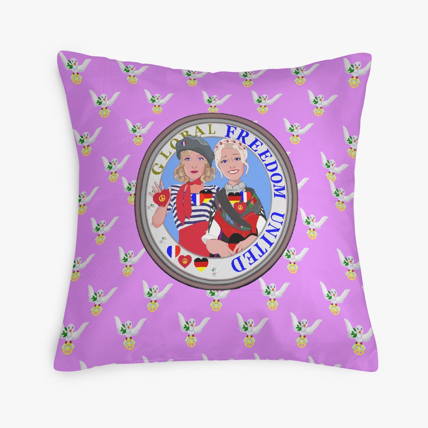 GLOBAL FREEDOM UNITED© Women FRENCH & GERMANY Lilac 18'' Square Pillow Cover