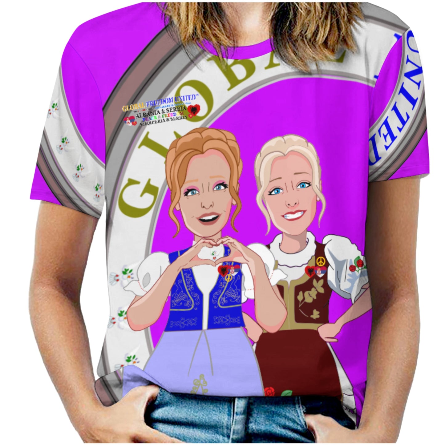 Women´s T-shirt 3 GLOBAL FREEDOM UNITED© Women Albania & Serbia Lilac