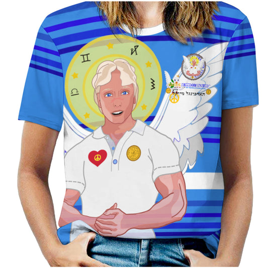 Women´s T-shirt 2 Global Freedom United Archangel Michael Hebrew  Deep Blue