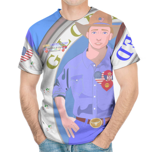 Men´s T-shirt GLOBAL FREEDOM UNITED© Men Serbia & USA Blue