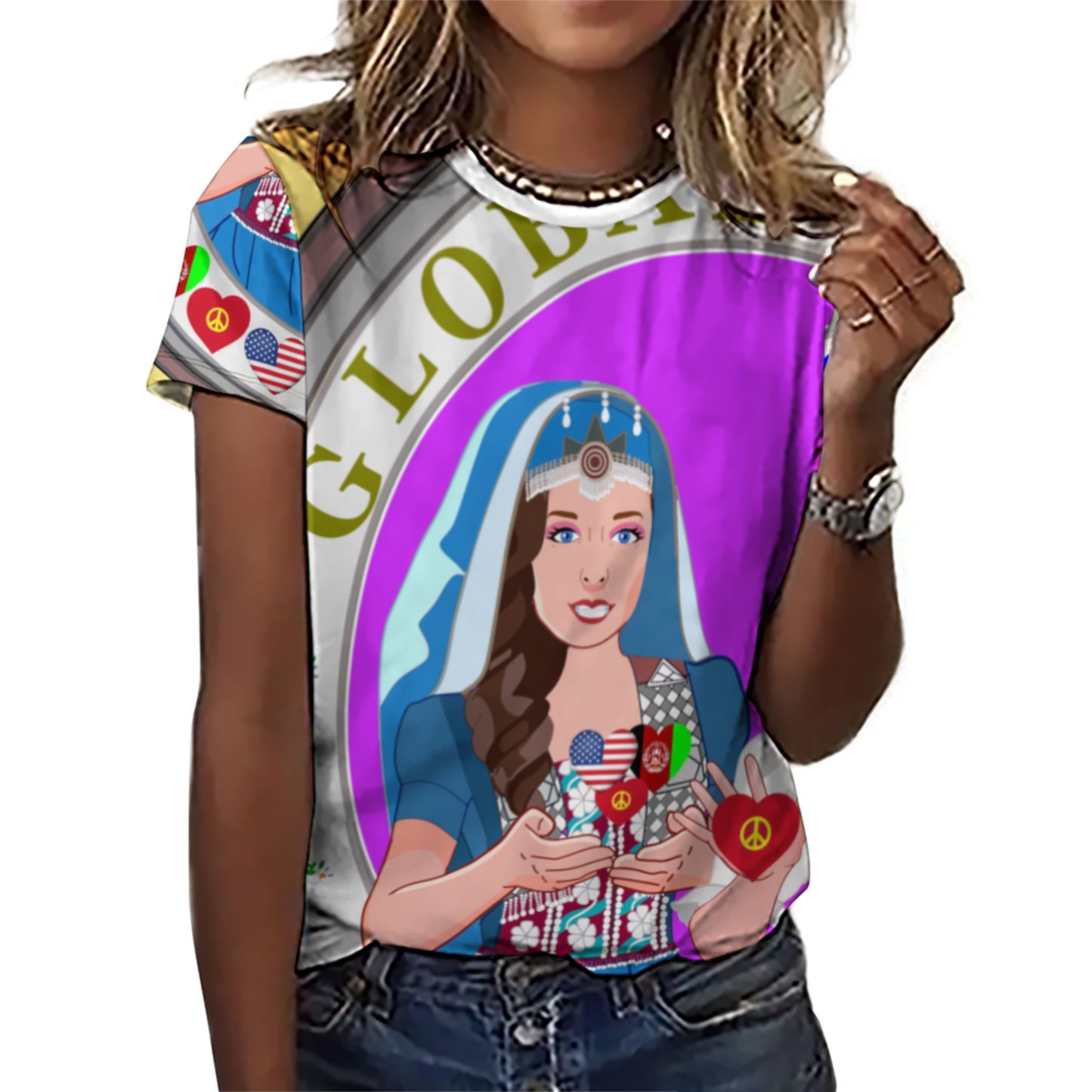 Women´s T-Shirt 3 GLOBAL FREEDOM UNITED© AFGHANISTAN & USA  Yellow