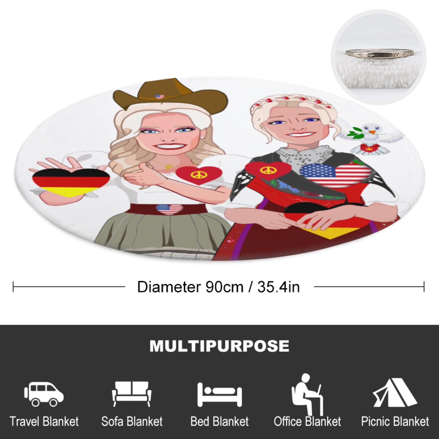 Blankets For Kits Global Freedom United Girls Usa & Germany Old Peace