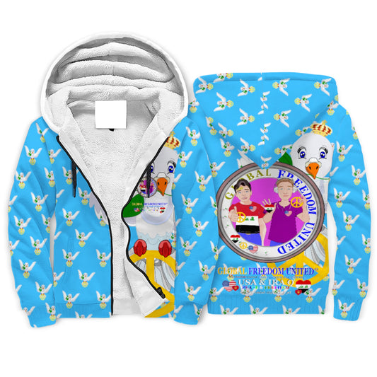 Plush Hoodie GLOBAL FREEDOM UNITED© Men Iraq  & USA  Blue