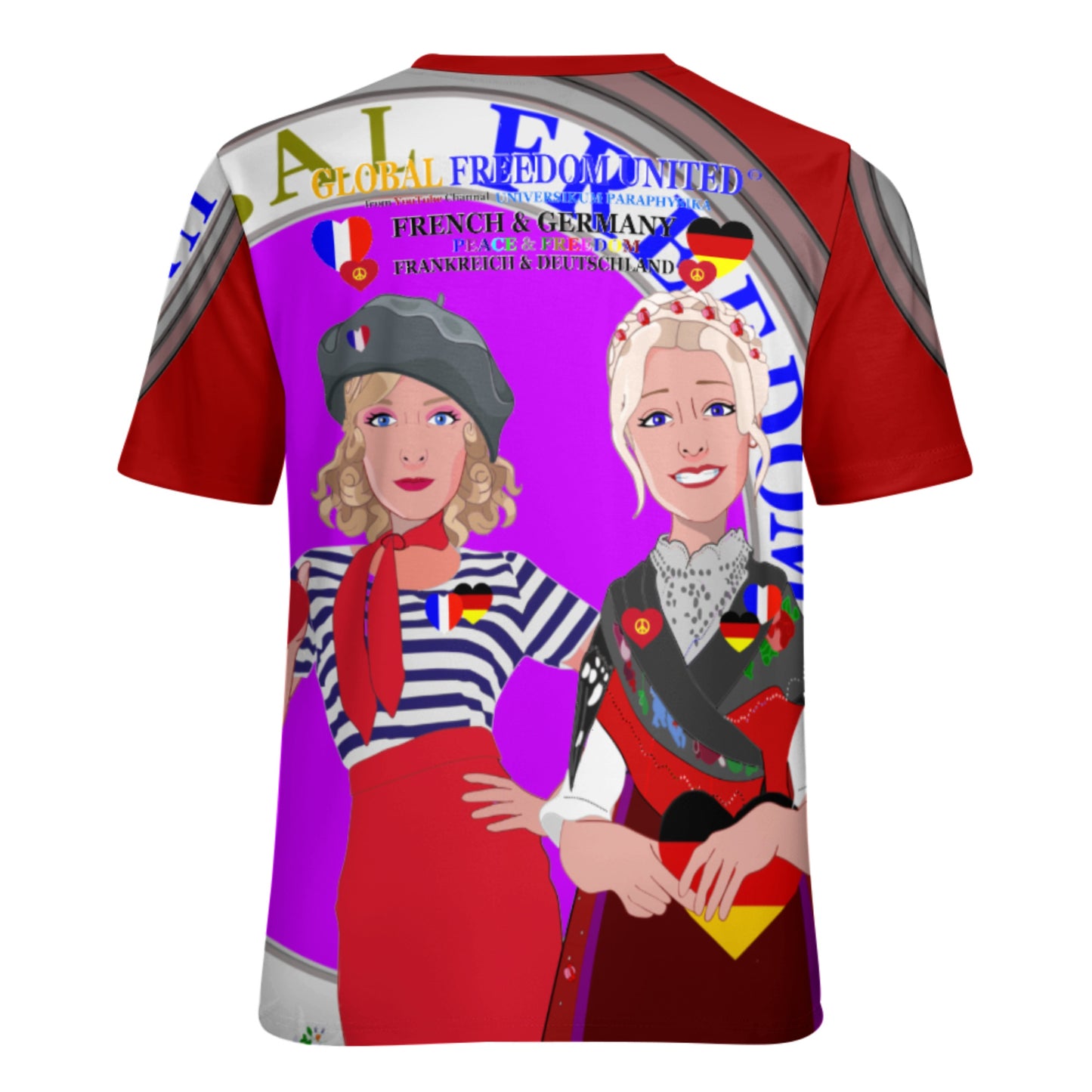 Women´s T-shirt 2 GLOBAL FREEDOM UNITED© Women French & Germany Red