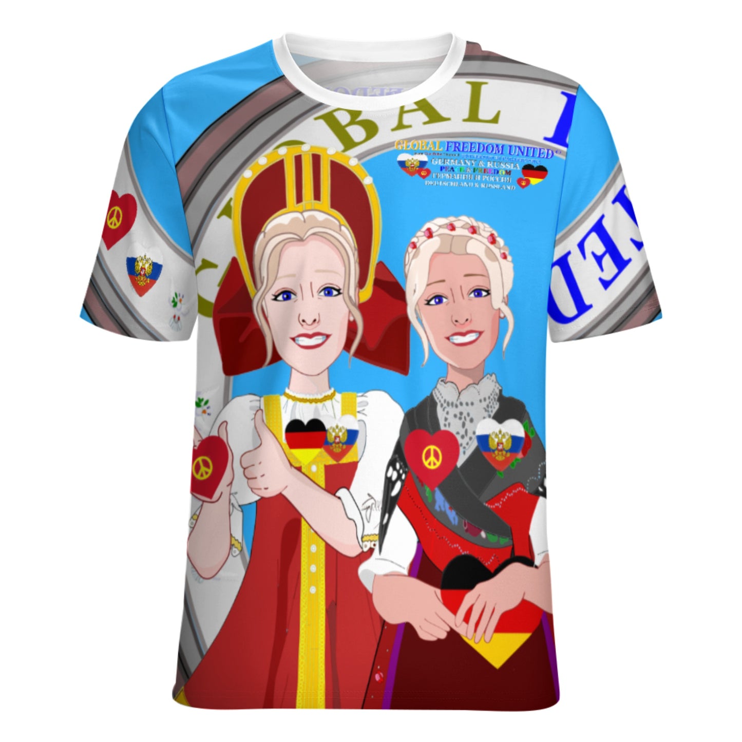 Women´s T-shirt 3 GLOBAL FREEDOM UNITED© Women RUSSIA & GERMANY Blue