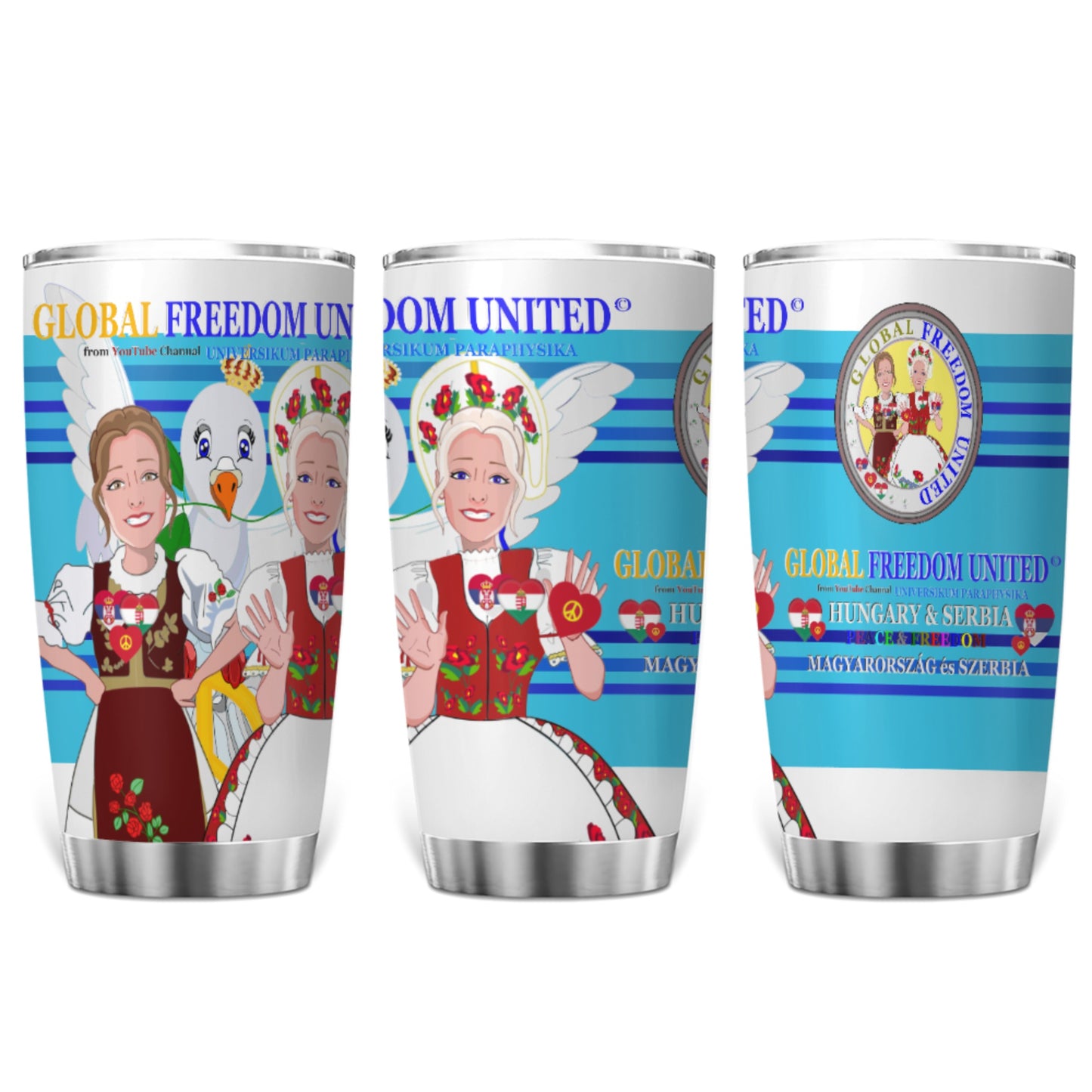 Tumbler GLOBAL FREEDOM UNITED© Women Hungary & Serbia Blue