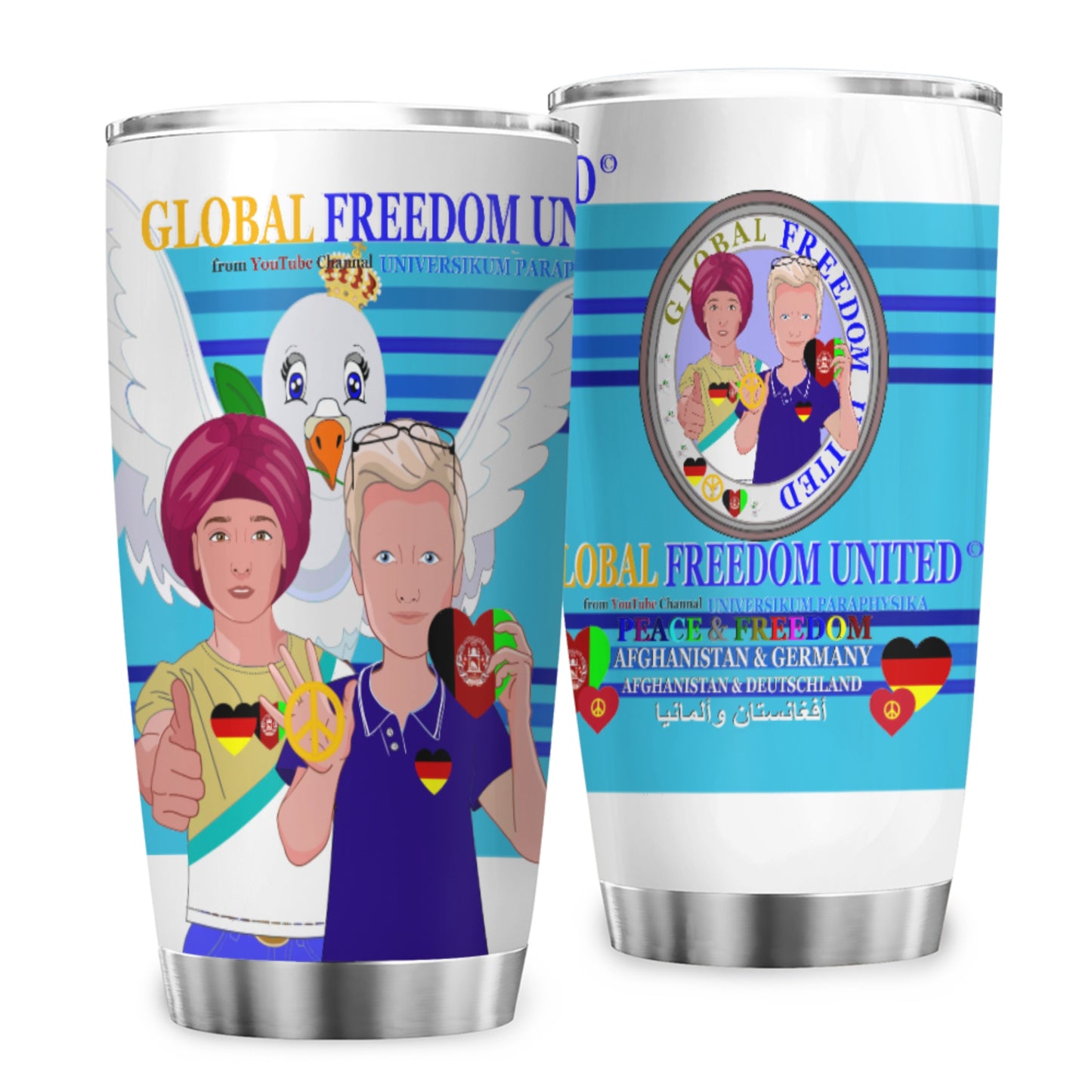 Tumbler Global Freedom United Men Afghanistan & Germany Old Peace Blue