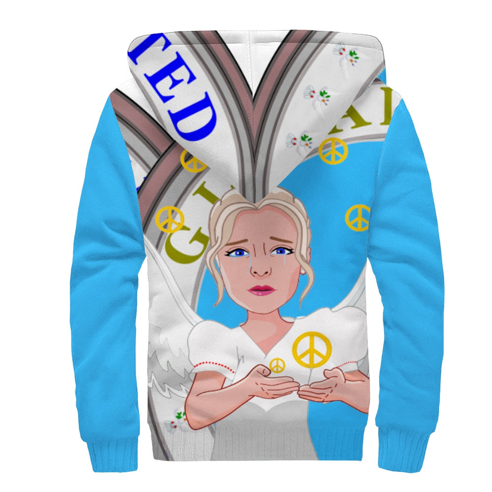 Plush Hoodie Global Freedom United Women Angel Of Peace Old Peace Turquoise