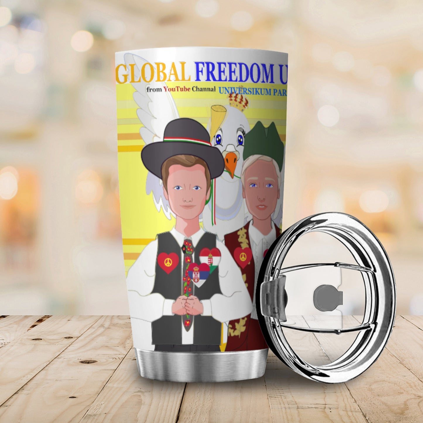 Tumbler GLOBAL FREEDOM UNITED© Men Hungary & Serbia Yellow