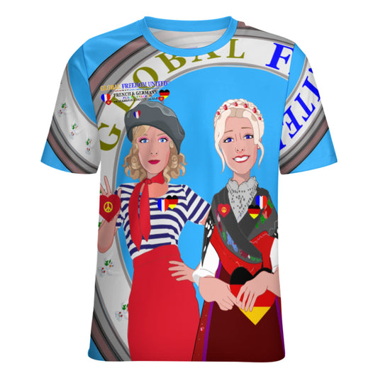 Women´s T-shirt 2 GLOBAL FREEDOM UNITED© Women French & Germany Blue