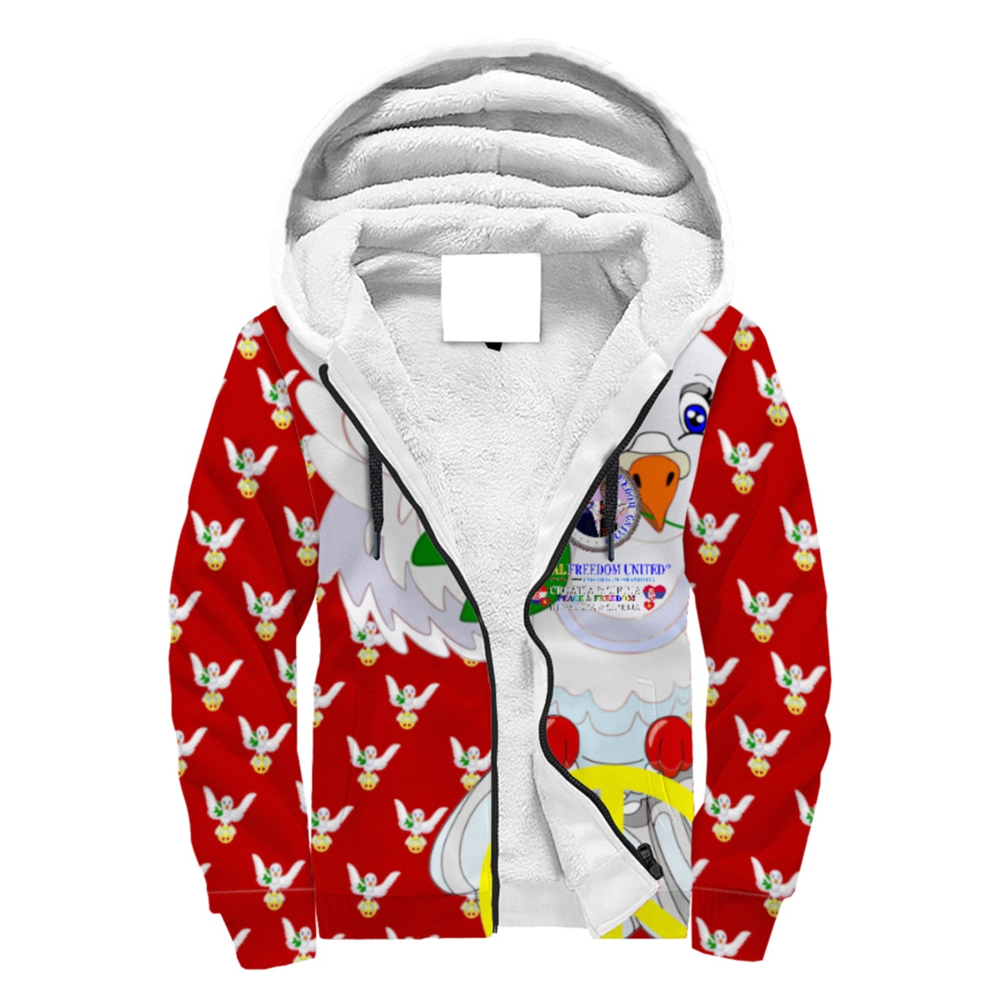 Plush Hoodie 3 GLOBAL FREEDOM UNITED© Women Croatia & Serbia V1 Red