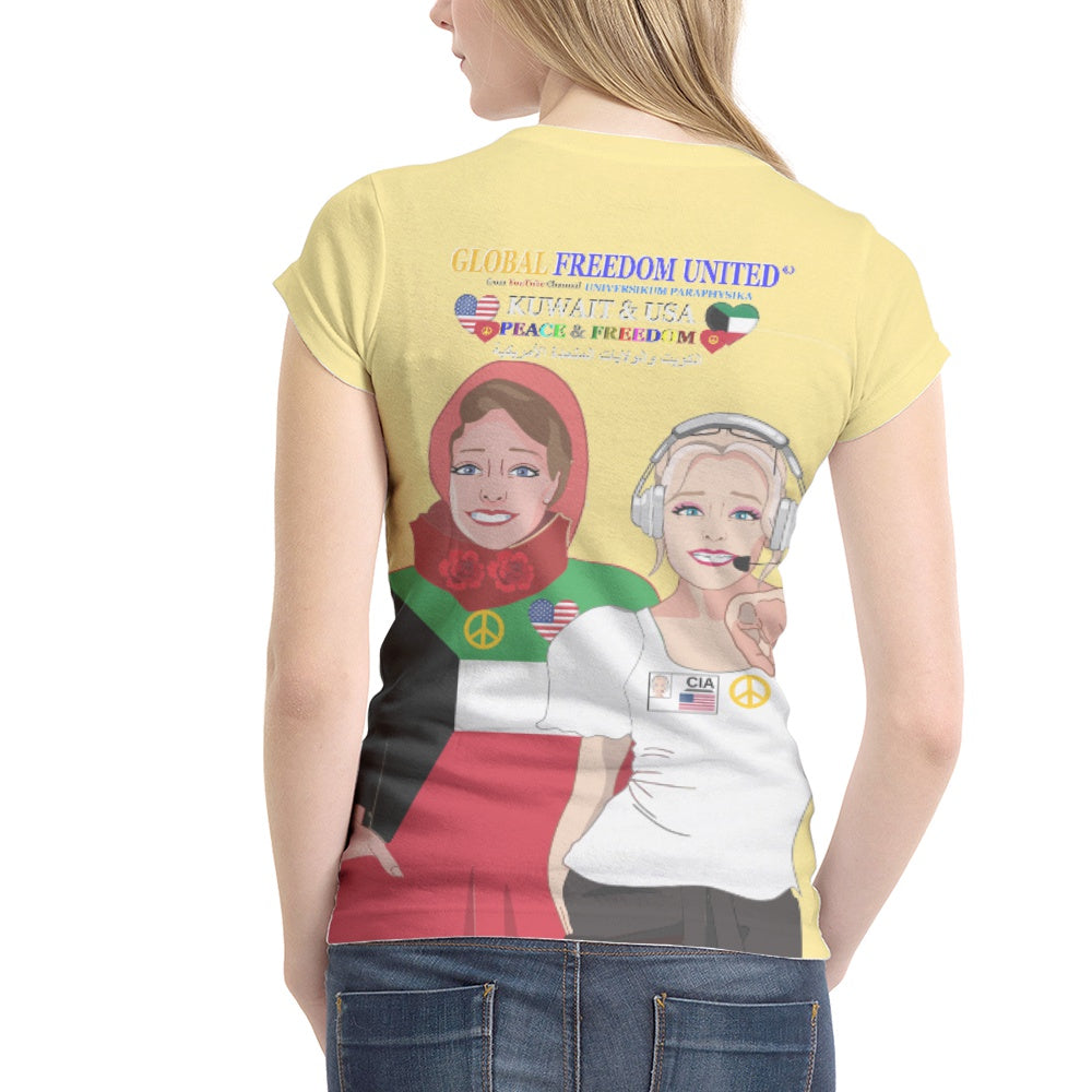 Women´s T-shirt 1 GLOBAL FREEDOM UNITED© Women Kuwait & USA Yellow