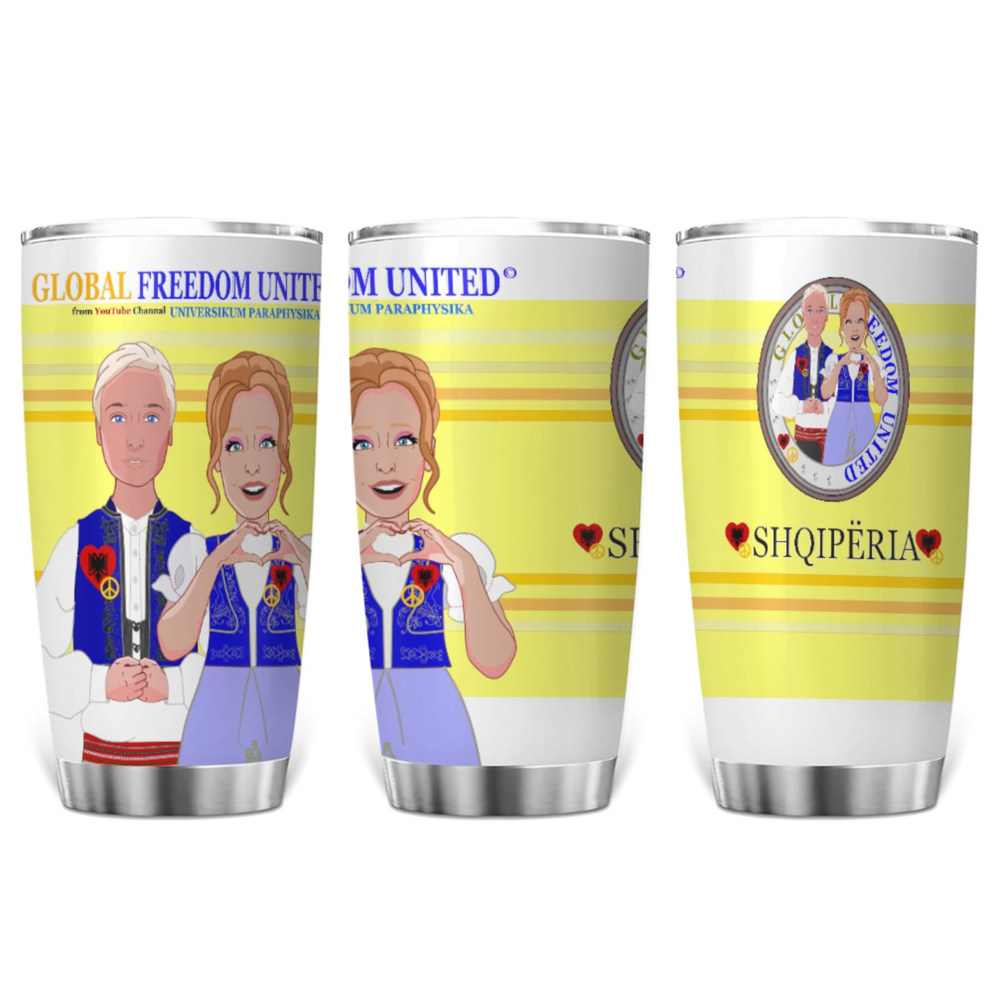 Tumbler GLOBAL FREEDOM UNITED© Couple Albania Yellow