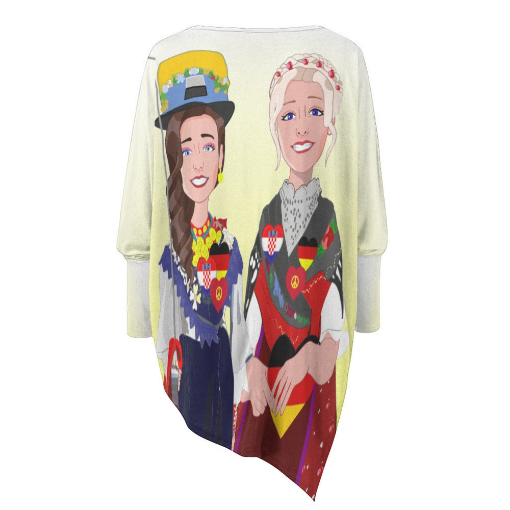 Pullover Long Sleeve T-Shirt GLOBAL FREEDOM UNITED© Women Croatia & Germany Yellow