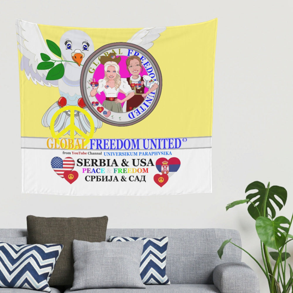 Tapestry Global Freedom United Women Usa & Serbia Old Peace Yellow