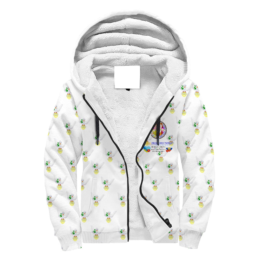 Plush Hoodie GLOBAL FREEDOM UNITED© Women Ukraina & Russia Wight
