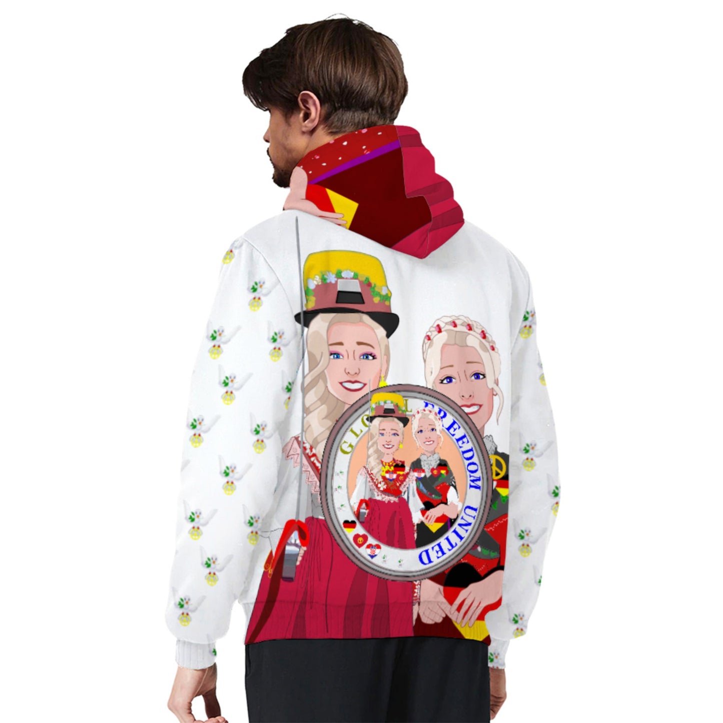 Plush Hoodie GLOBAL FREEDOM UNITED© Women Croatia & Germany Big