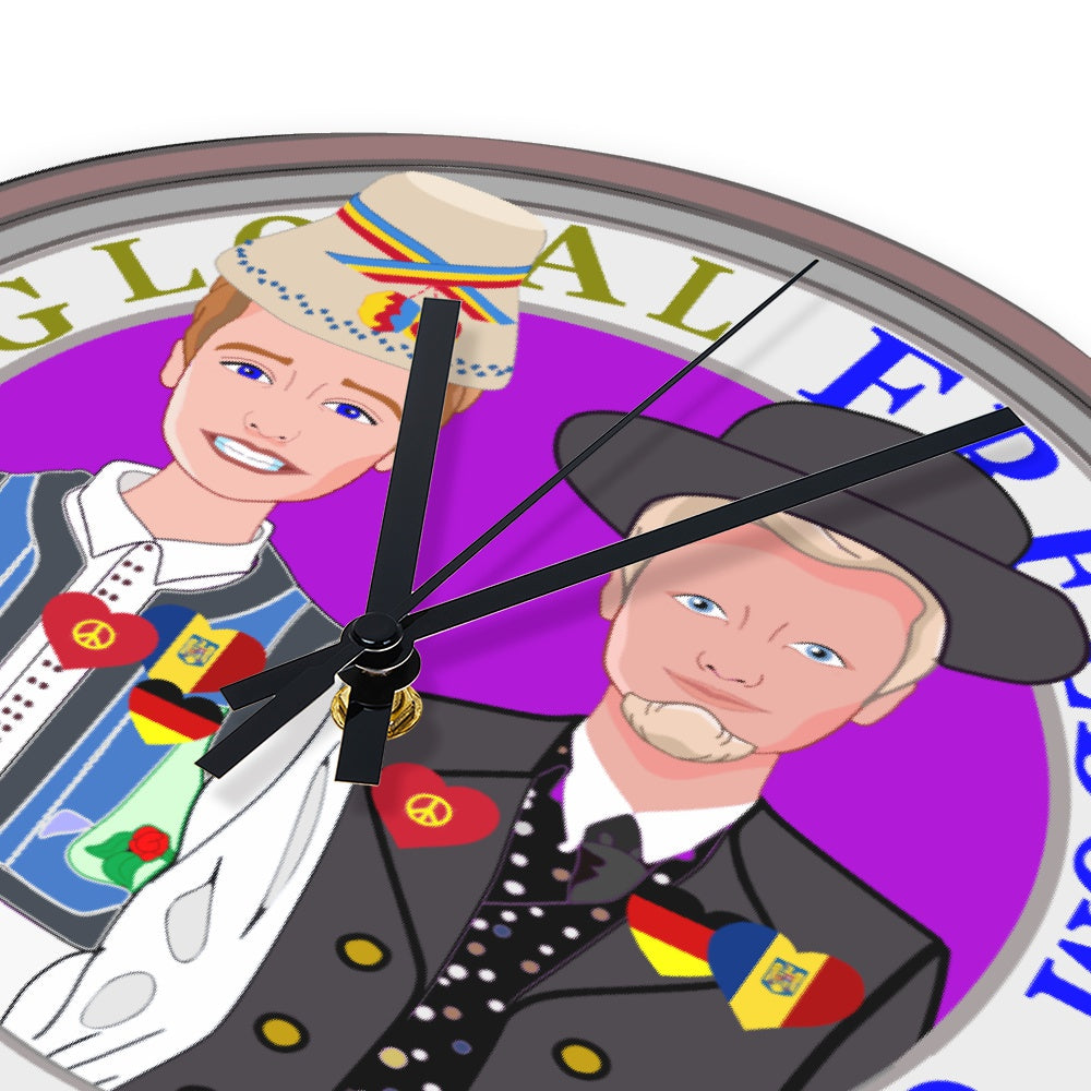 Wooden Wall Clock Without Scale GLOBAL FREEDOM UNITED© Men Romania & Hungary