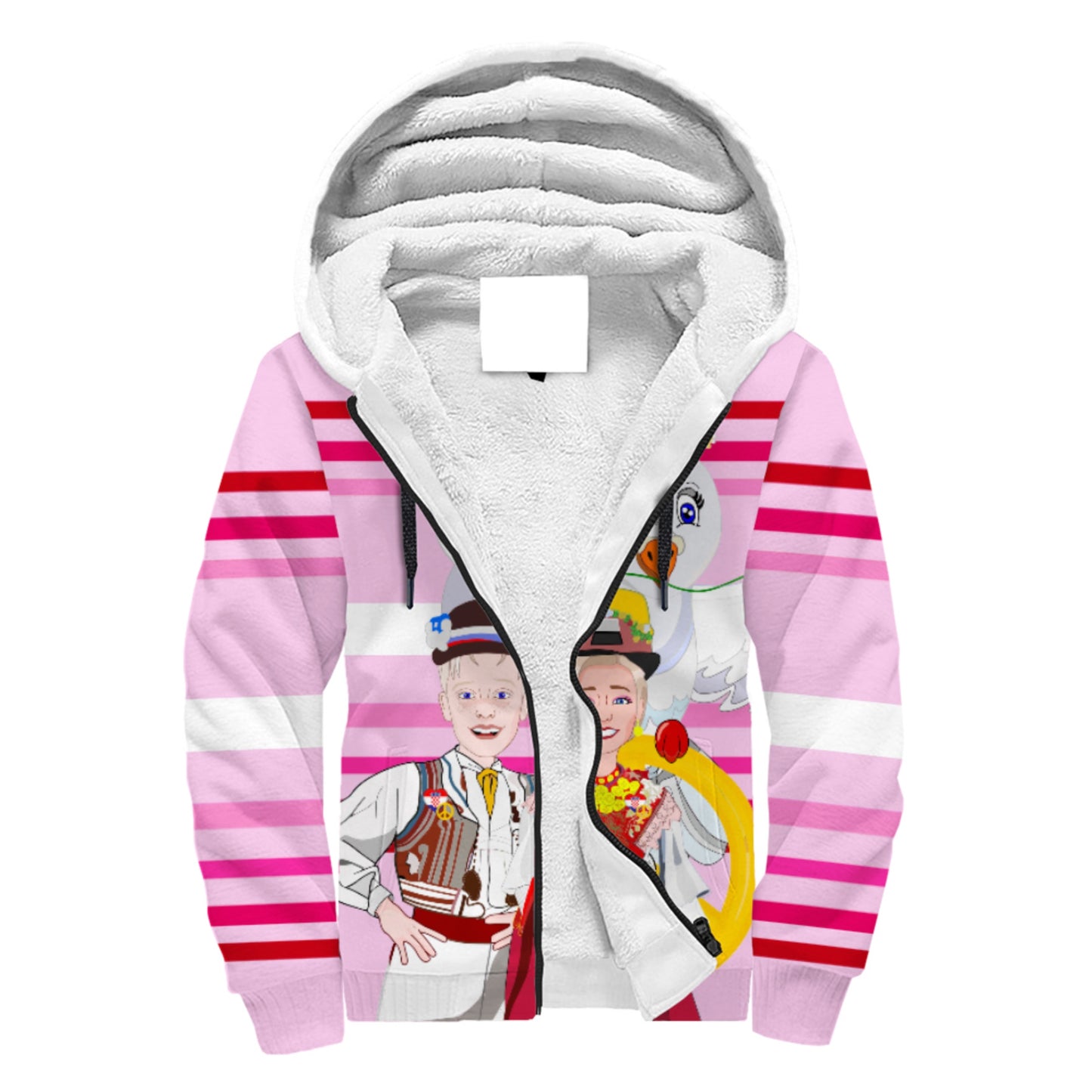 Plush Hoodie Global Freedom United Couple Edition Croatia Pink2