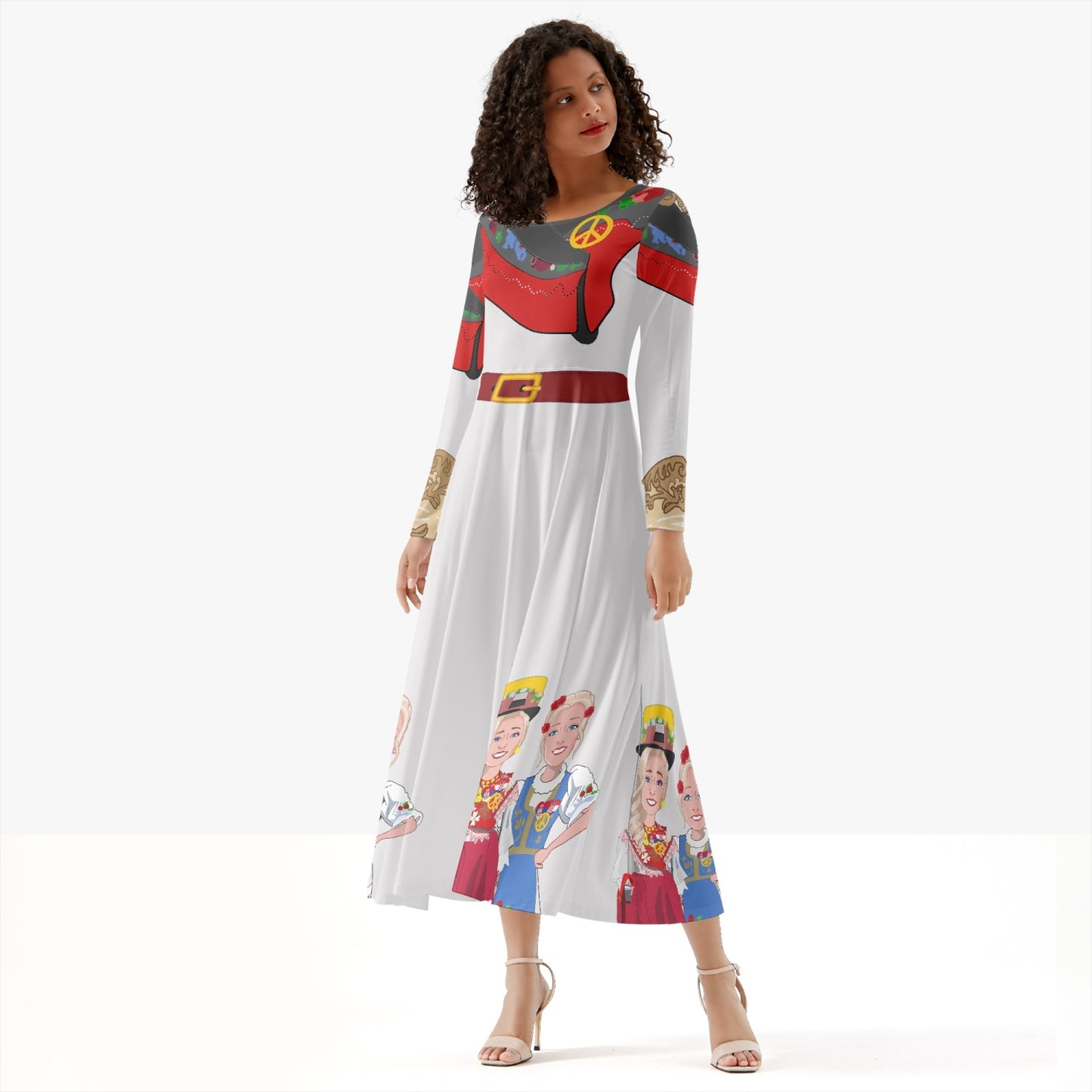 Women's Long-Sleeve One-piece Dress GLOBAL FREEDOM UNITED CROATIA & SERBIA OLD PEACE WIGHT