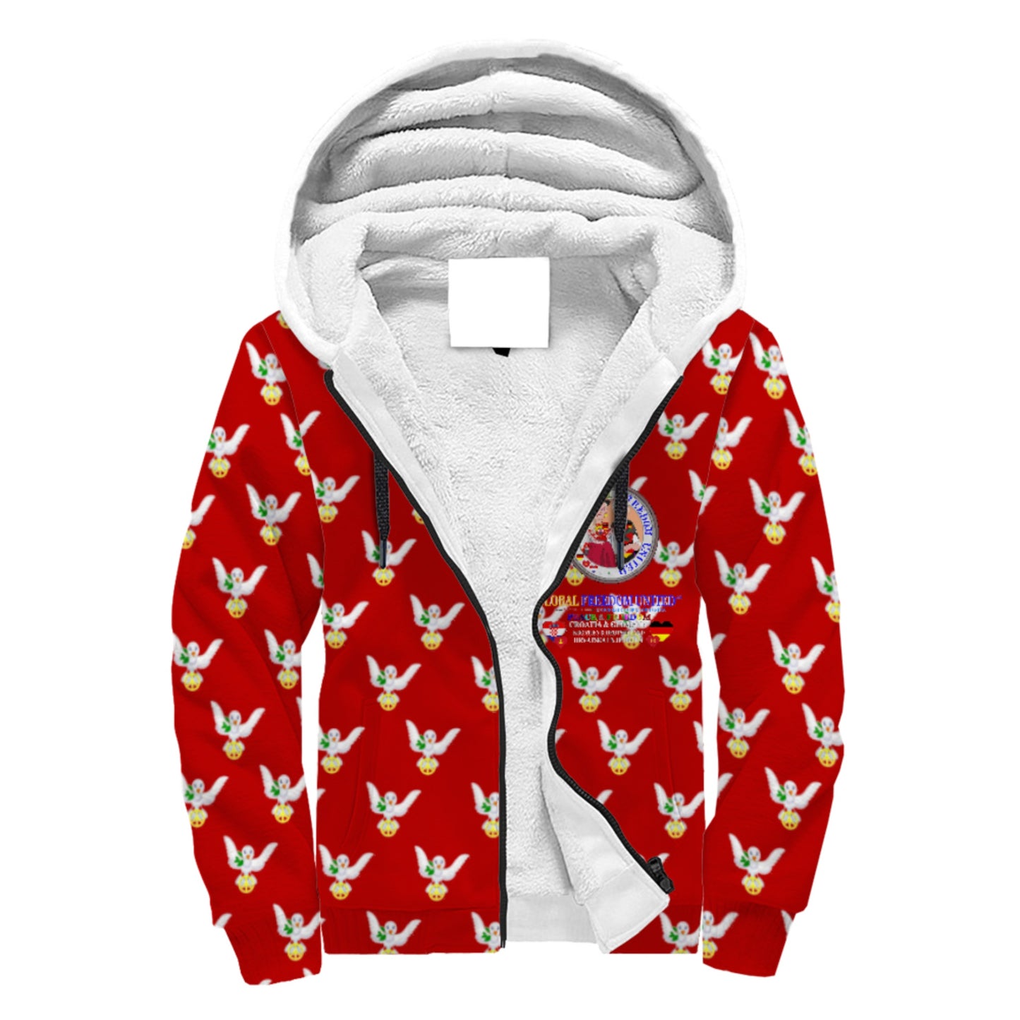 Plush Hoodie GLOBAL FREEDOM UNITED© Women Croatia & Germany V2 Red
