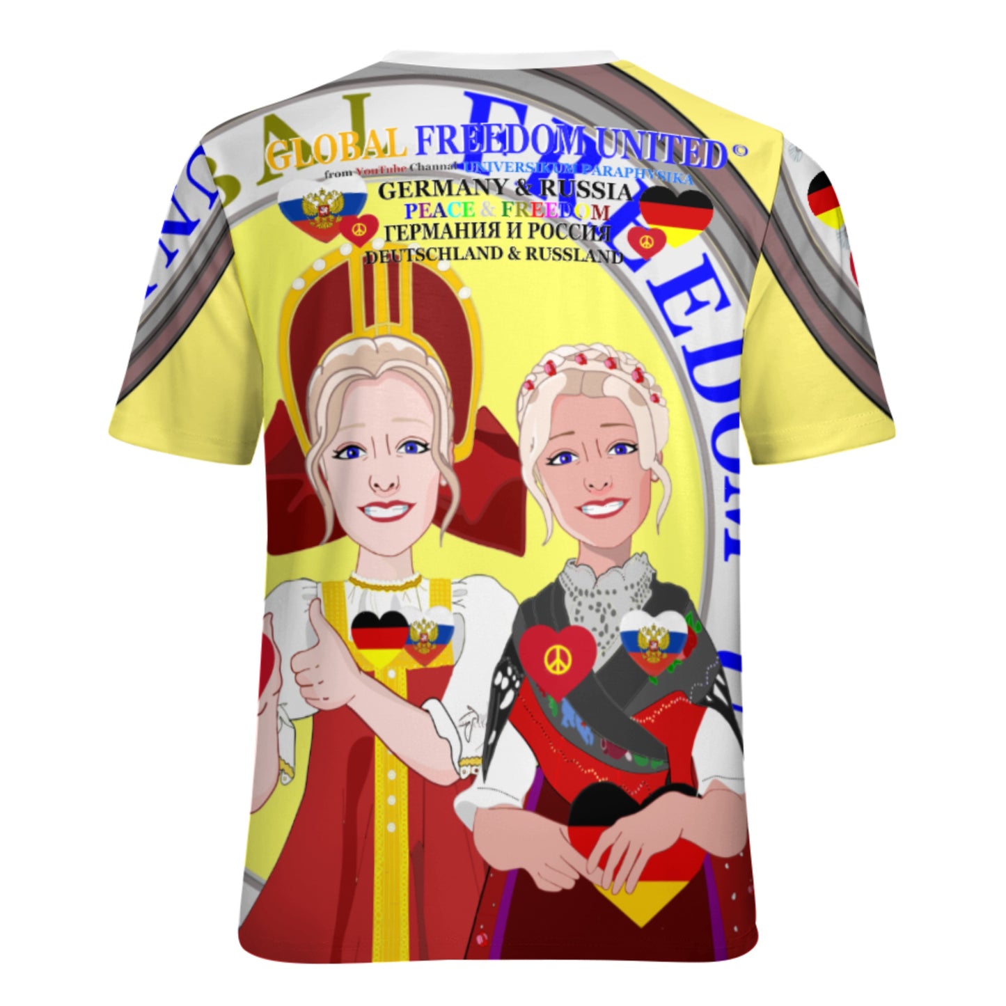 Women´s T-shirt 3 GLOBAL FREEDOM UNITED© Women RUSSIA & GERMANY Yellow