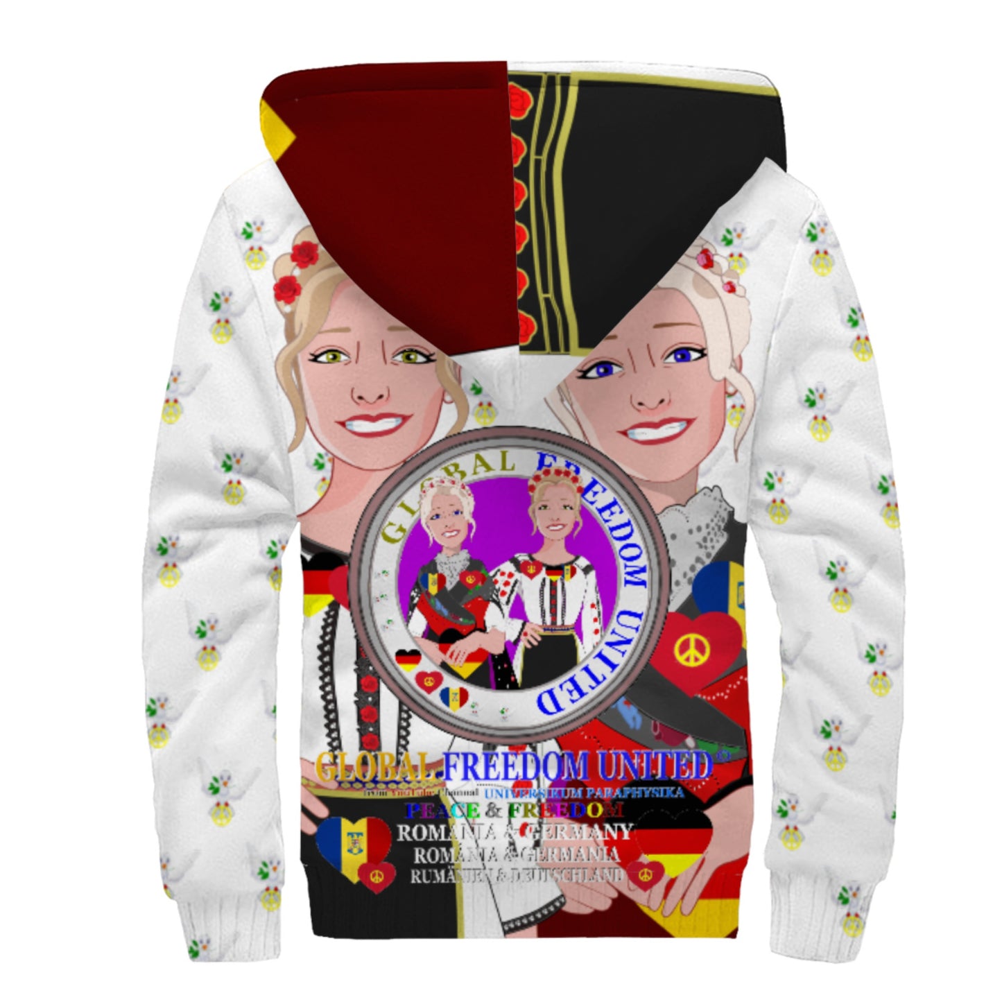 Plush Hoodie GLOBAL FREEDOM UNITED© Women Romania & Germany BIG
