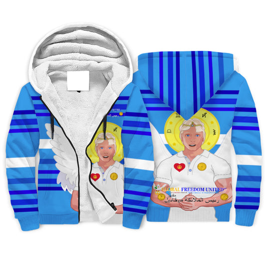 Plush Hoodie Global Freedom United Archangel Michael Arabic V2 Deep Blue