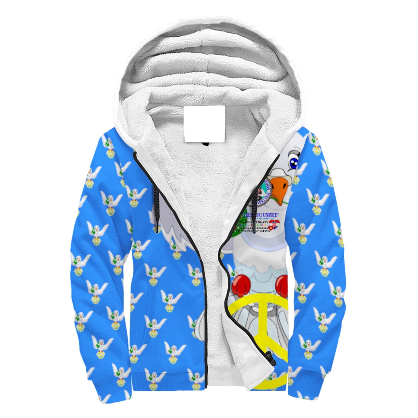 Plush Hoodie GLOBAL FREEDOM UNITED© Men Croatia & Hungary Blue