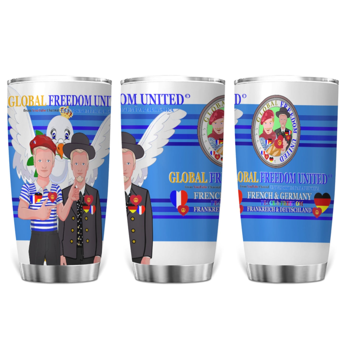 Tumbler Global Freedom United Men French & Germany Old Peace Deep Blue