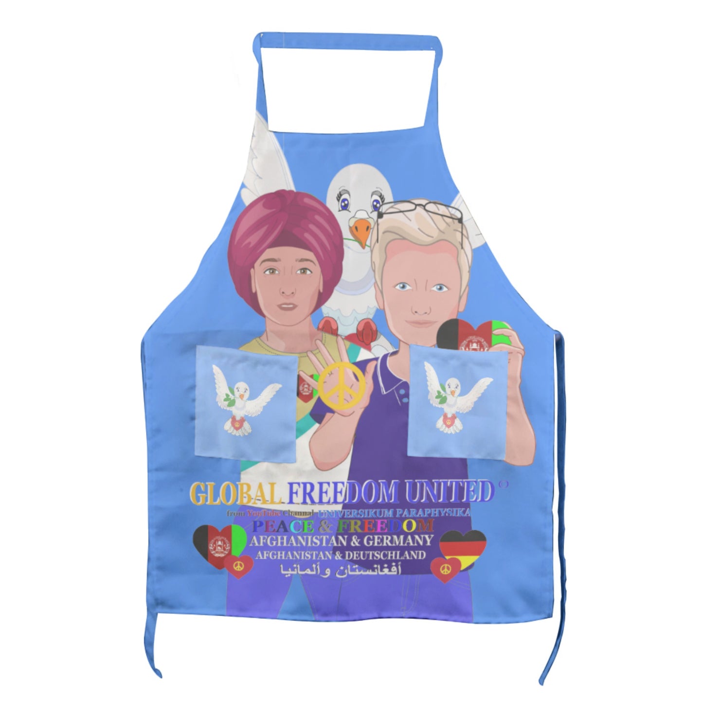 Apron GLOBAL FREEDOM UNITED© Men Afghanistan & Germany Blue