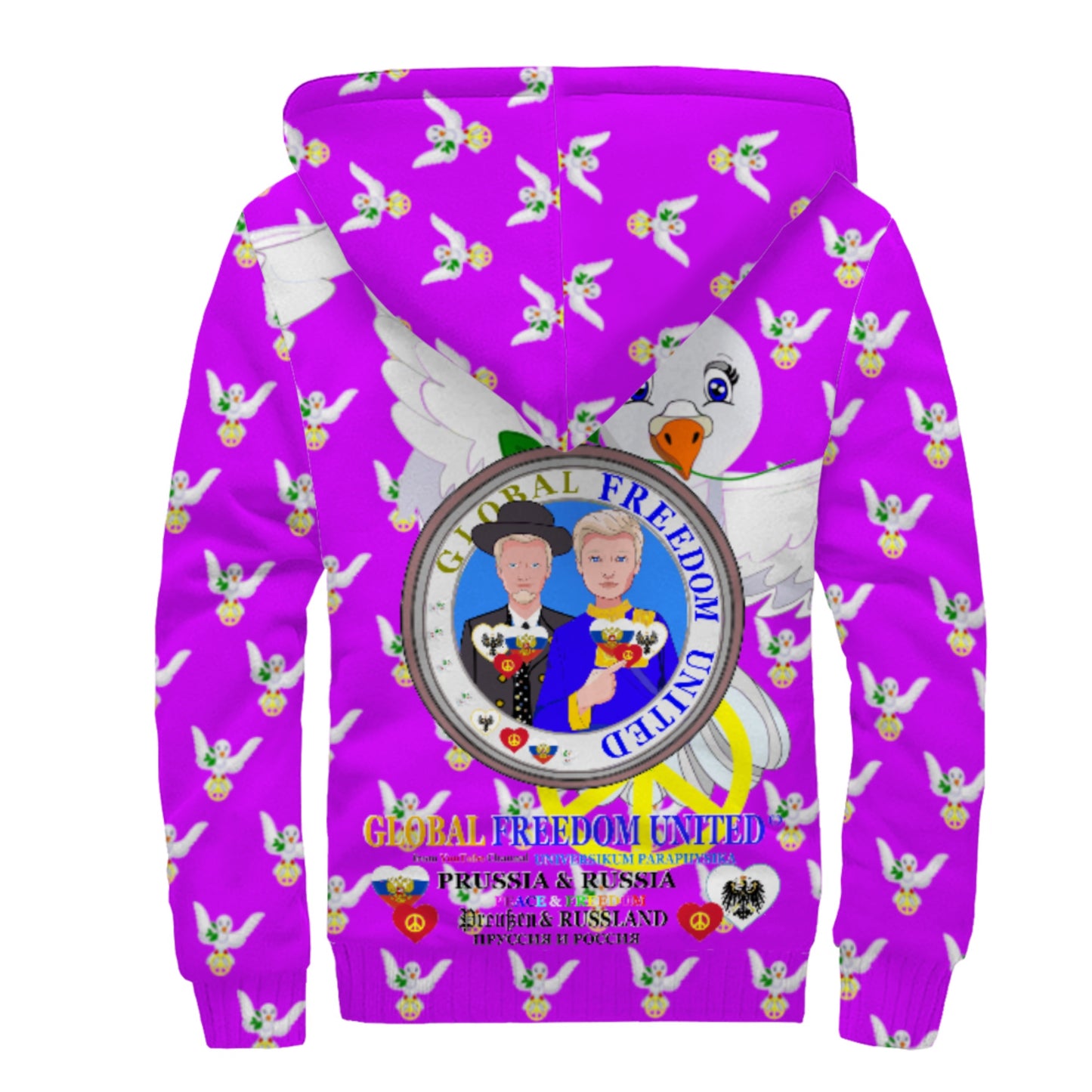 Plush Hoodie GLOBAL FREEDOM UNITED© Men Prussia & Russia  Lilac