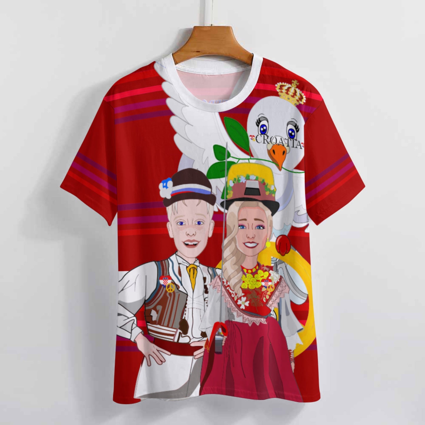 Women´s T-shirt 1 Global Freedom United Couple Edition Croatia Red