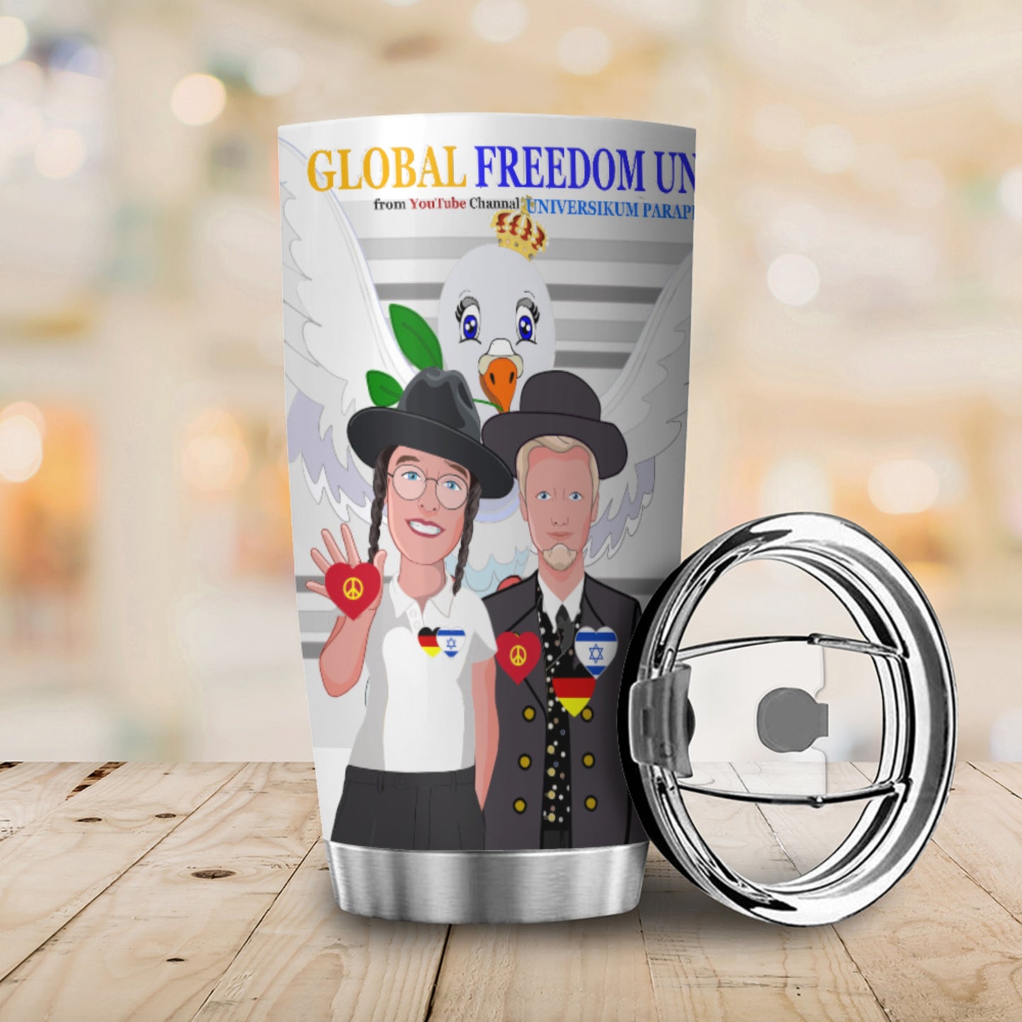 Tumbler GLOBAL FREEDOM UNITED© Men Israel & Germany Grey