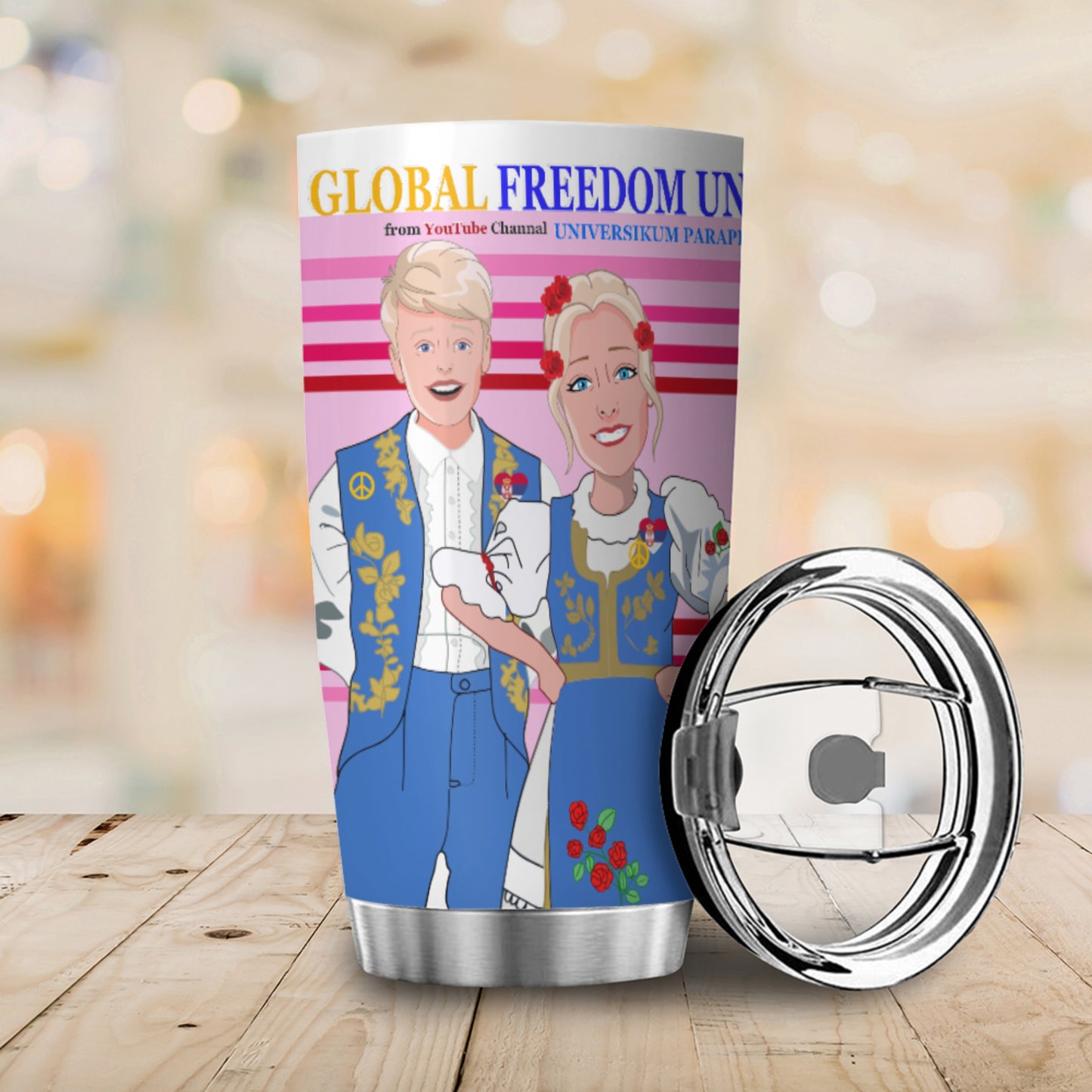 Tumbler Global Freedom United Couple Edition Serbia Blue Pink2